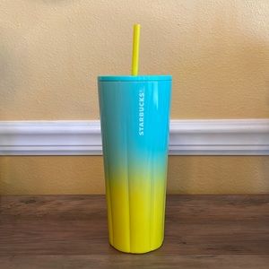Blue to yellow ombre Starbucks tumbler